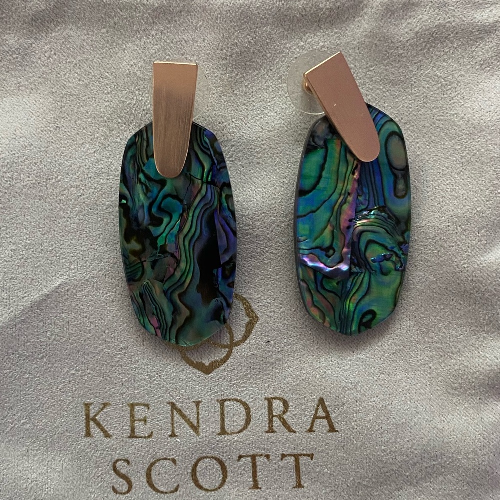 Kendra Scott Rose Gold and Abalone Aragon earrings
